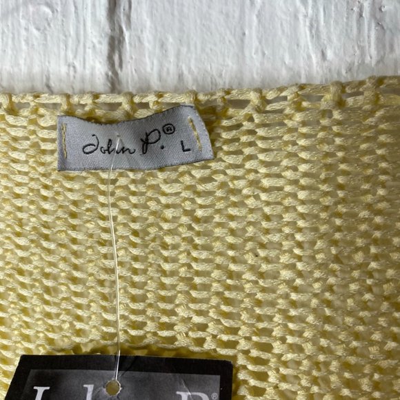 John P. Greece cardigan sweater yellow open front w/tie NWT size L long sleeve - Picture 5 of 6